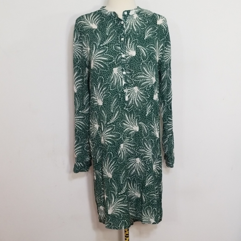 Pinkyotto Green Abstract Palm Tree Hi-Lo Dress OS